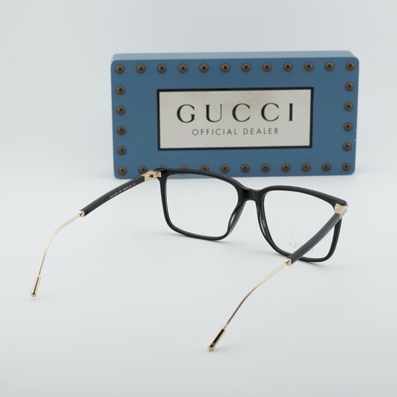 Gucci GG1273O 001 Rectangle Eyeglasses 56mm – Black/Gold - Picture 8 of 11